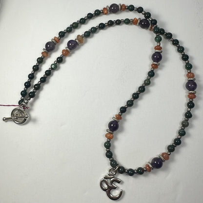 Handmade Bead Necklace with Silver 'Om' Pendant