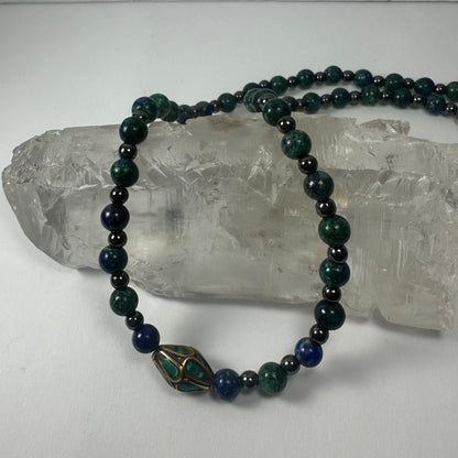 Handmade Tibetan Brass & Turquoise Necklace