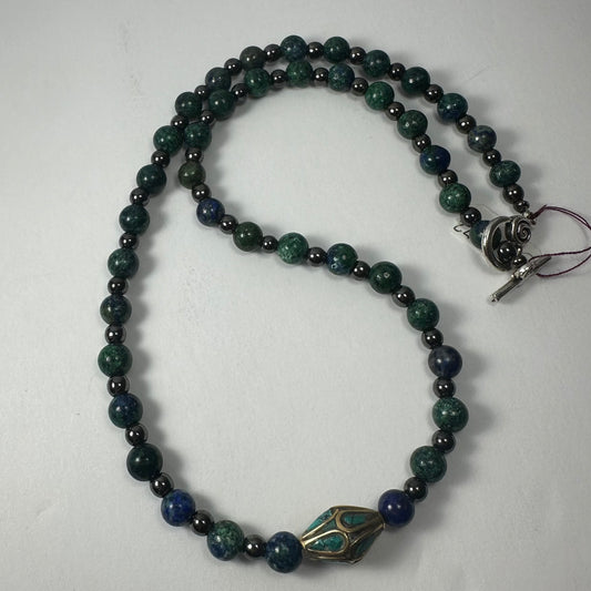 Handmade Tibetan Brass & Turquoise Necklace