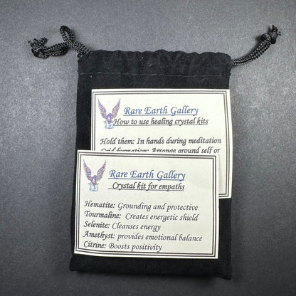 Crystal Healing Kit with Felt Pouch - Empath
