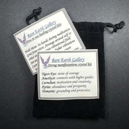 Crystal Healing Kit with Felt Pouch - Manifest