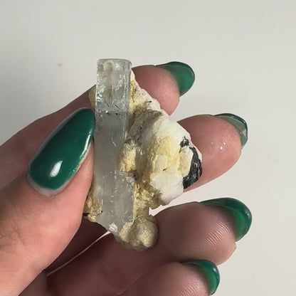 Aquamarine on Albite with Black Tourmaline Shigar Valley, Skardu, Pakistan