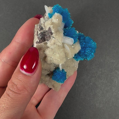 Cavansite with Stilbite on Matrix from Pune, Maharashtra, India