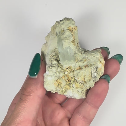 Aquamarine Crystal on Feldspar, Albite, and Mica Matrix from Nuristan Province, Afghanistan