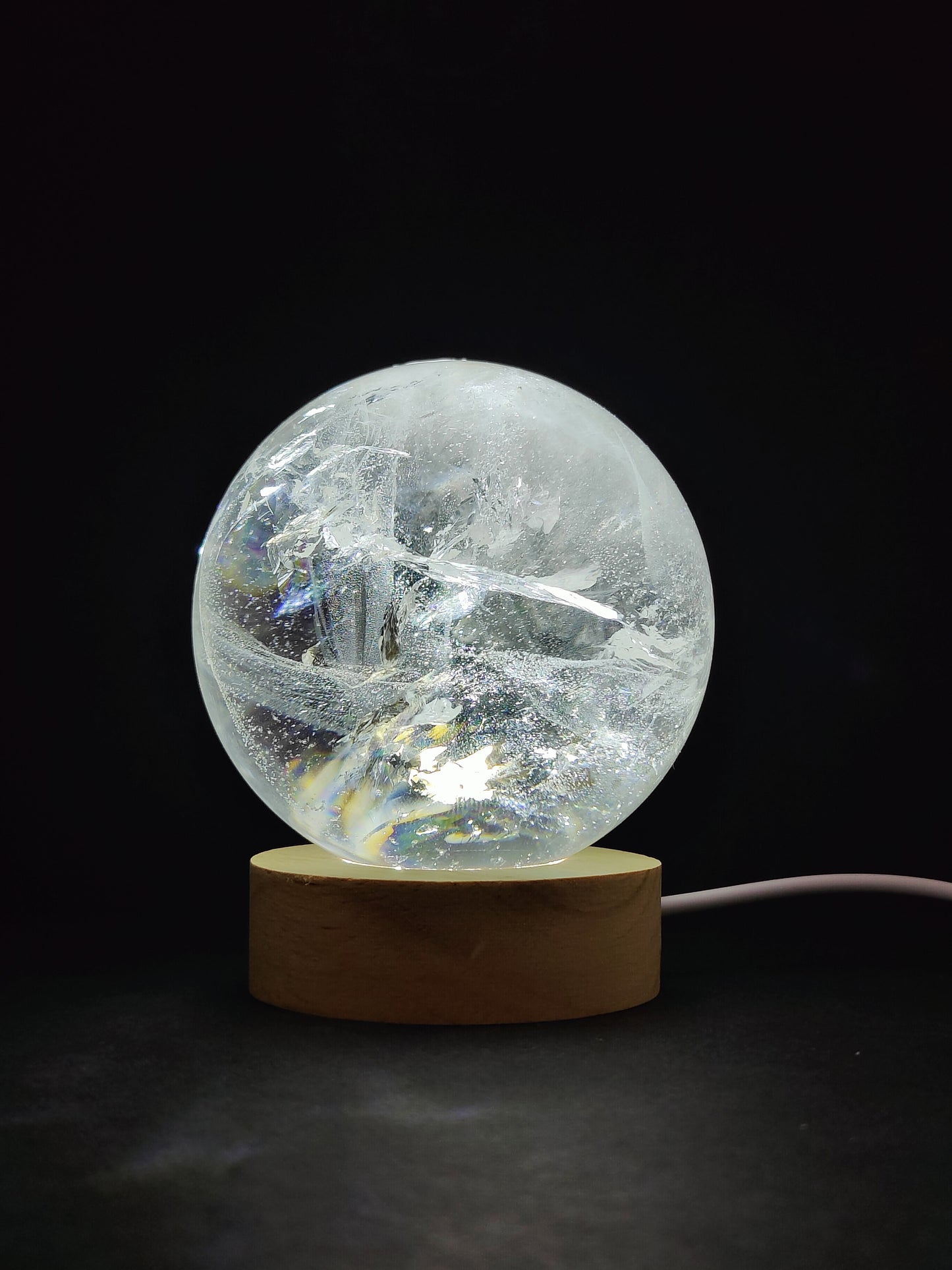 Wooden LED Light Stand w/ USB Cord