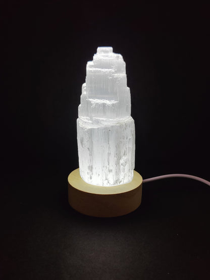 Wooden LED Light Stand w/ USB Cord