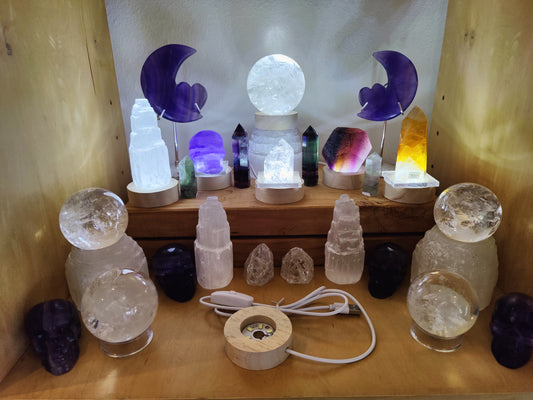 Wooden LED Light Stand w/ USB Cord