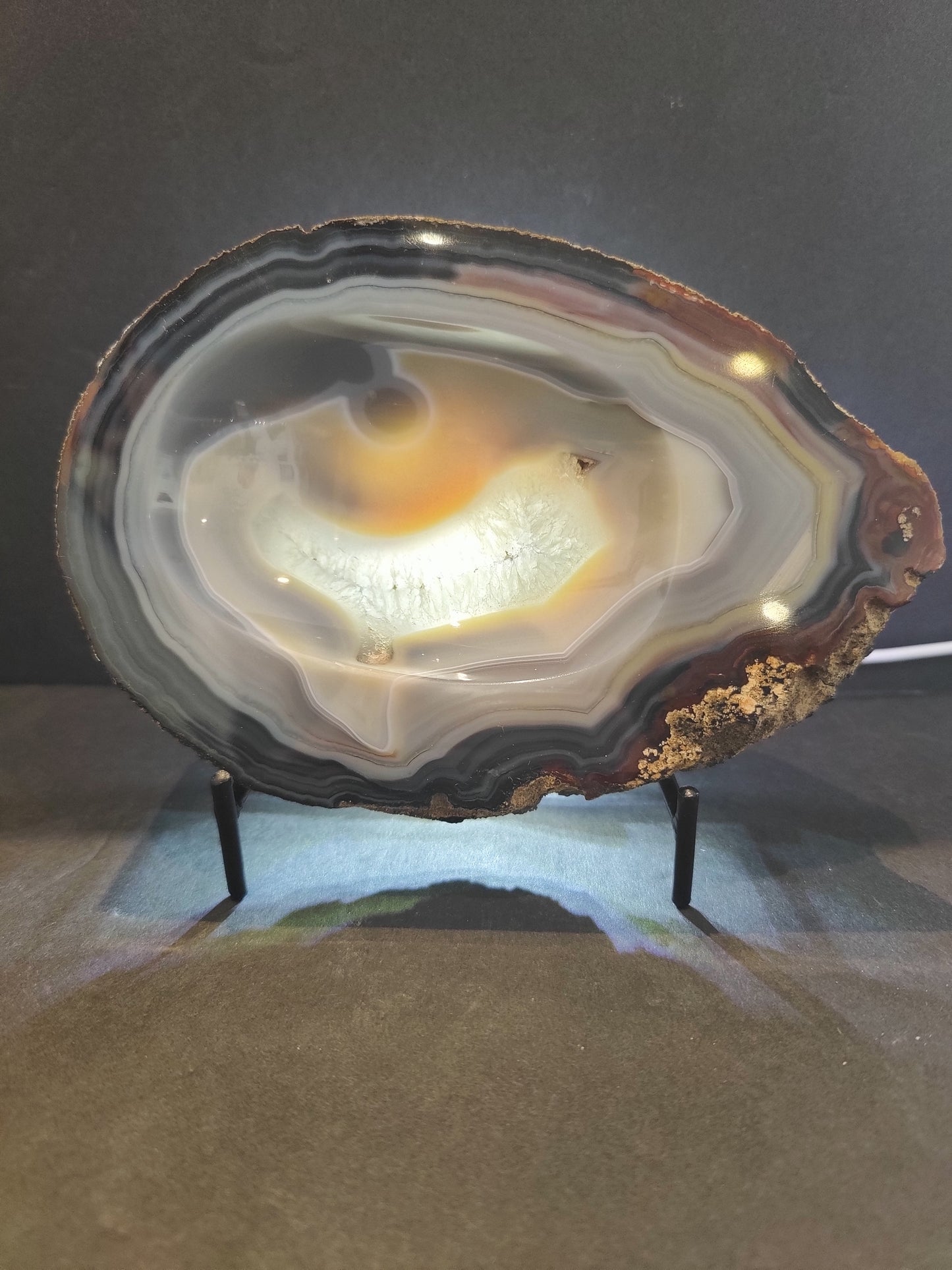 Polished Banded Agate Slab/Tray 6.25"x4.25"x1" 779g