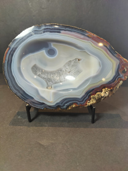 Polished Banded Agate Slab/Tray 6.25"x4.25"x1" 779g