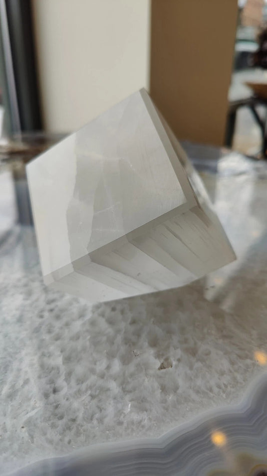Selenite Standing Cube 7cm